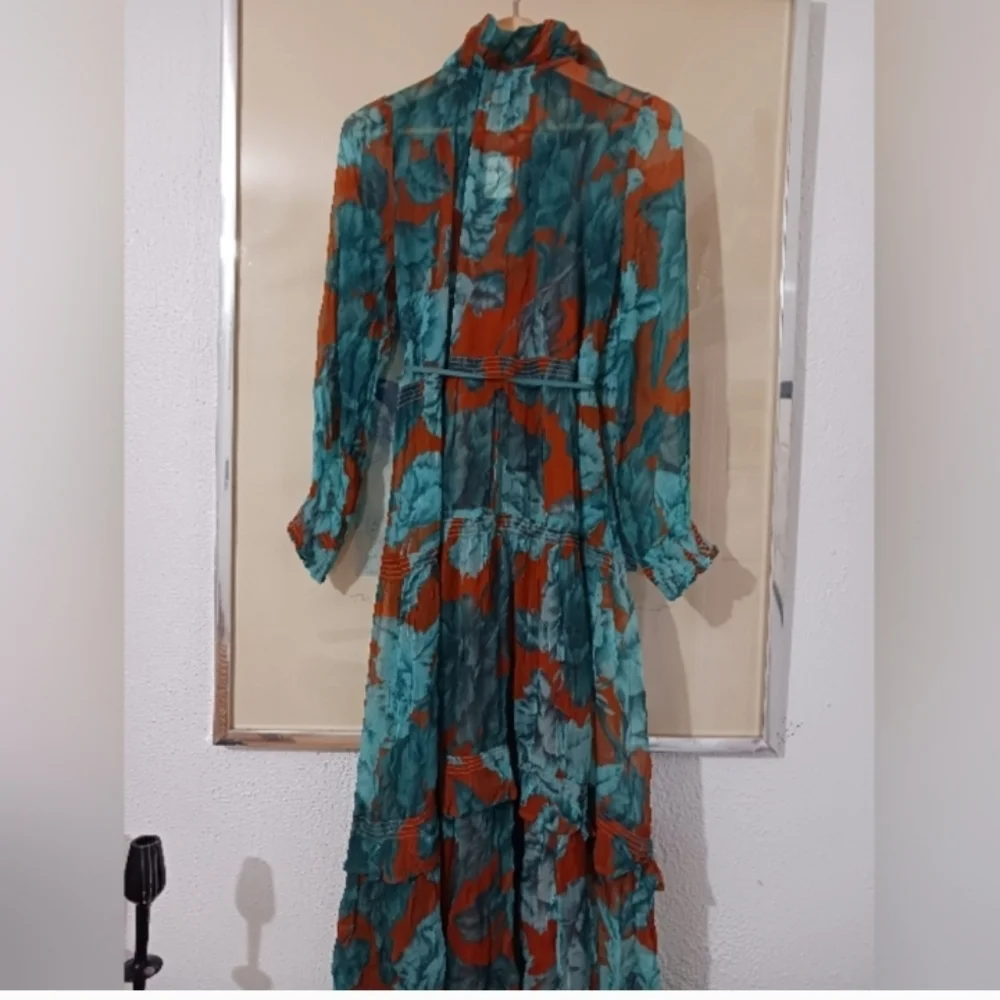 Free People Green and Orange Resort Wear Maxi Sundress - Picture 6 of 10